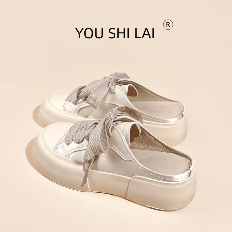 Women's Summer Thick Bottom Satin White Canvas Shoes