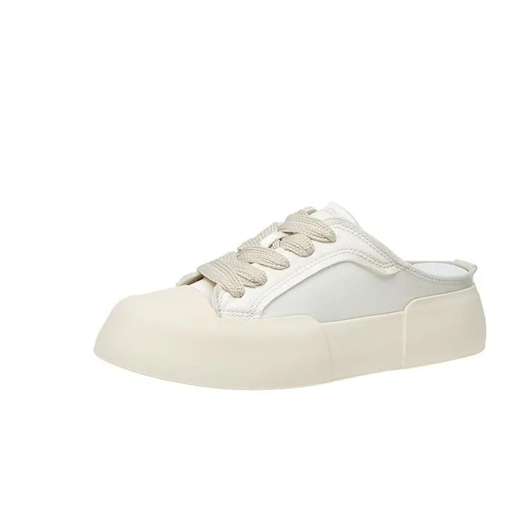 Women's Summer Thick Bottom Satin White Canvas Shoes