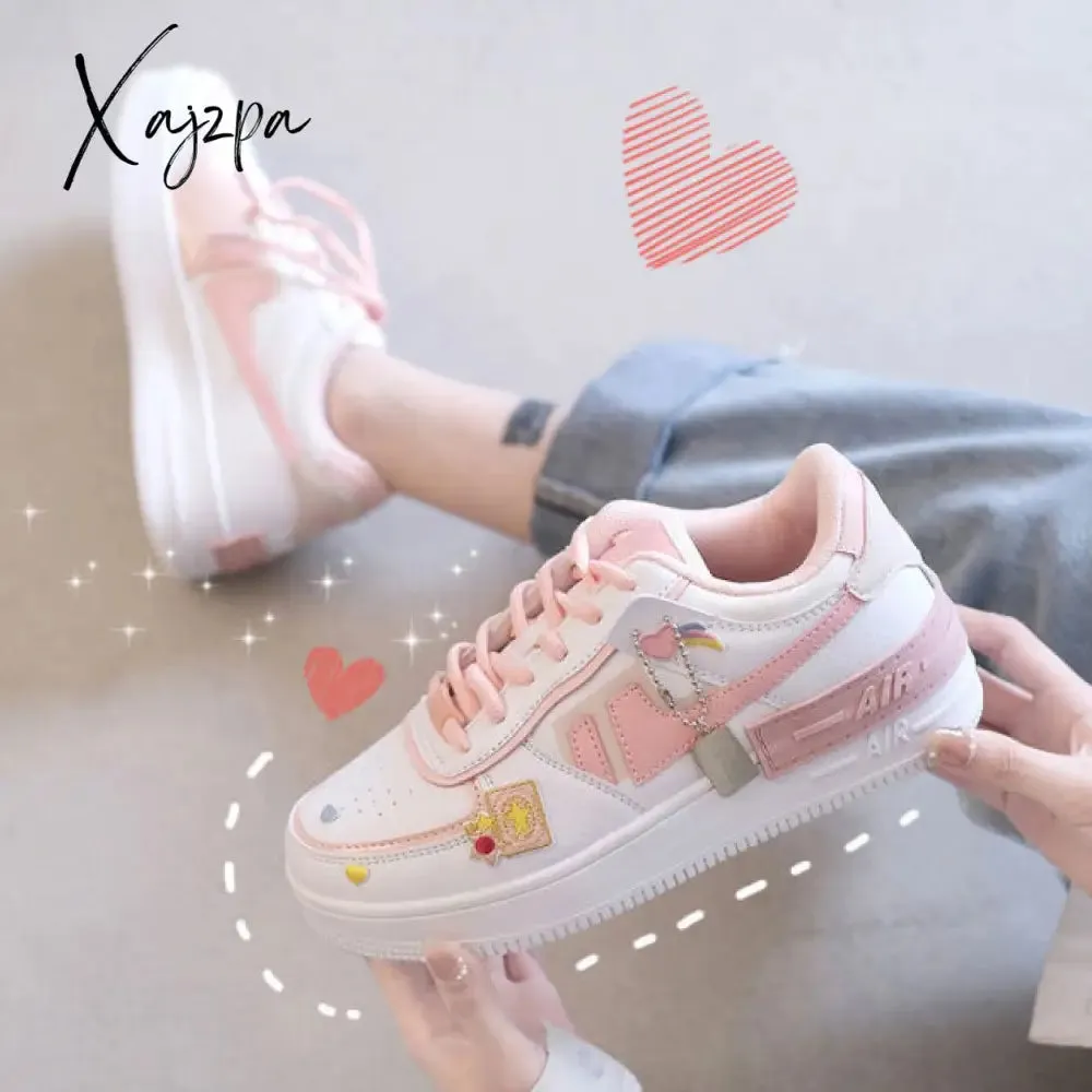 Xajzpa - New Kawaii Candy Color Canvas Sneakers Japanese Style Patchwork Women's Footwear Cute Girls' Lolita Shoes Stickers Zapatillas Mujer