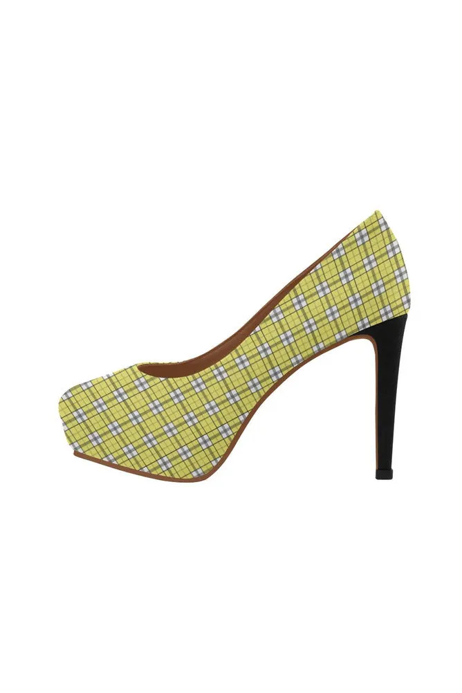 Yellow Plaid Women's High Heels (Model 044)